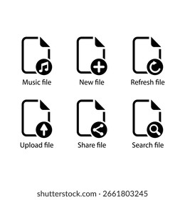 Music, New, Refresh, Upload, Share, Search, file icon
