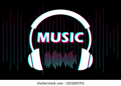 Music. New Social media concept with headphones. Icon symbol. Vector illustration. EPS10