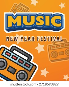 music new year editable text effect with modern and simple style