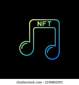 Music NFT Non-fungible Token vector concept colorful line icon or sign on dark background