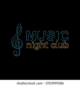 music night club logo vector template with neon style