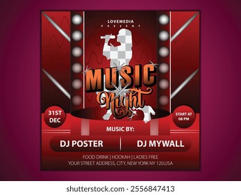 Music Night Club Party Social Media Post Template Banner design