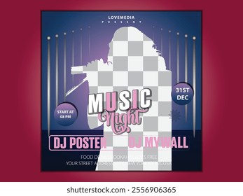 Music Night Club Party Social Media Post Template Banner design