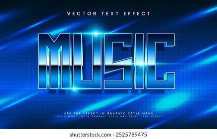 Music night editable vector text effect with blue technology concept