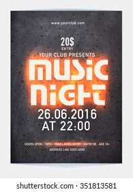 Music Night Flyer, Banner or Template design with date and time details.
