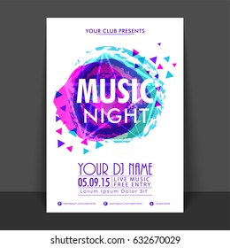 Music Night Flyer, Template ou Banner com design abstrato colorido.