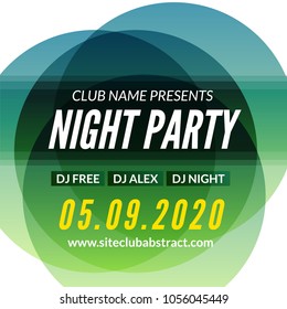 Music night party electro fest poster or flyer. Night party event design template for DJ concert.