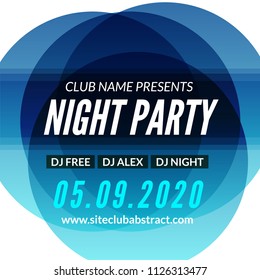 Music night party electro fest poster or flyer. Night party event design template for DJ concert.