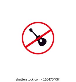Music no stop guitar forbidden vector icon