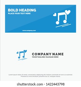 Music Node, Node, Lyrics, Love, Song SOlid Icon Website Banner and Business Logo Template