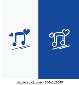 Music Node, Node, Lyrics, Love, Song Line and Glyph Solid icon Blue banner Line and Glyph Solid icon Blue banner