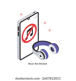 Music Not Allowed Concept isometric Style Illustrations. Eps 10 File 