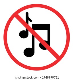 Music not allowed sign.  Prohibition sign.