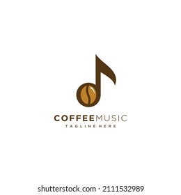 Music notation and coffee beans logo design isolated on white background