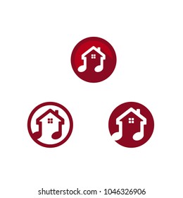 Music Notation House Shop Store Icon logo design inspiration