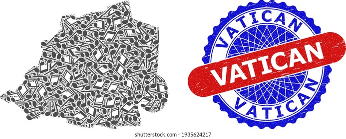 Music Notation Pattern for Vatican Map and Bicolor Scratched Seal