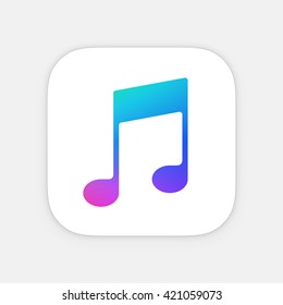 Music note App icon template. Mobile application icon. Vector colorful photo icon