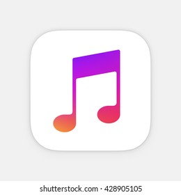 Music note App icon template. Mobile application icon. Vector colorful icon