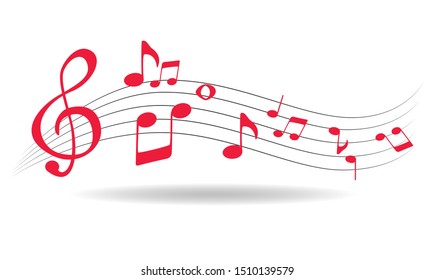 Music note art design element in the ledger line style. Element icon vector concept flat illustration