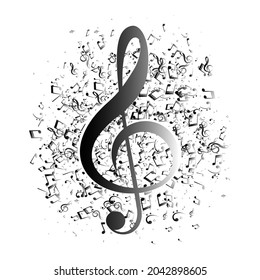 Music note background black and white vector png