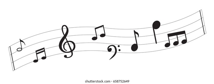 Music note background with different music symbols