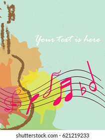 music note background with guitar