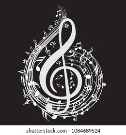 Music note background with music symbol icon collection