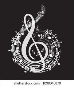 Music note background with music symbol icons