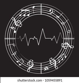 Music note background with music symbols