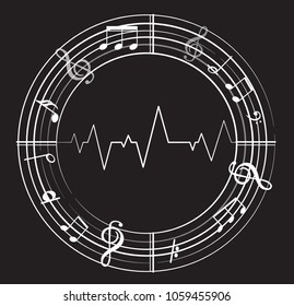 Music note background with music symbols