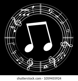 Music note background with music symbols
