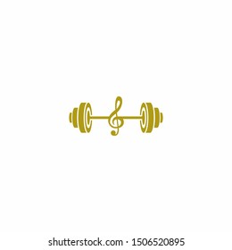 Music Note Barbell Gym Fitness Logo Design Modern Template