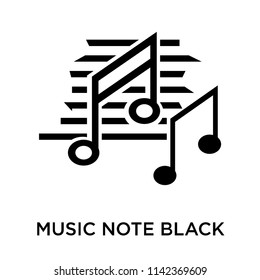 Music note black icon vector isolated on white background for your web and mobile app design, Music note black logo concept