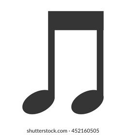 Music note in black and white , vector illustration flat icon.