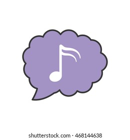 music note bubble sound melody icon. Isolated and flat illustration