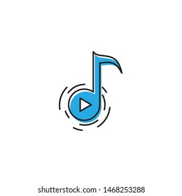 Music note button vector icon symbol isolated on white background