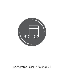 Music note button vector icon symbol isolated on white background