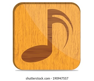 music note button wooden