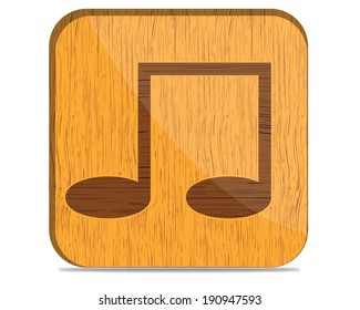 music note button wooden