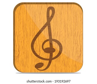 music note button wooden