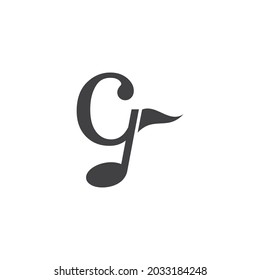 Nota de música con el logotipo de letra C o G Plantilla de vector