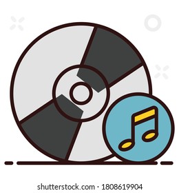 Music note with cd, icon design of music disc in trendy flat style 