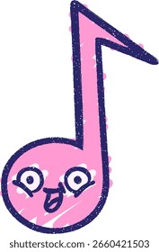 Dibujo de tiza de nota musical en color neón brillante