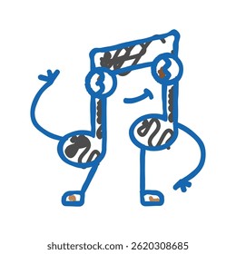 music note character retro doodle icon sketch vector. music note character retro sign. isolated symbol illustration