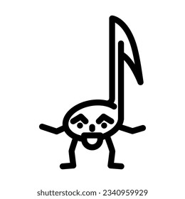 music note character retro line icon vector. music note character retro sign. isolated contour symbol black illustration