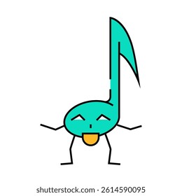 music note character retro line icon vector. music note character retro sign. isolated symbol illustration