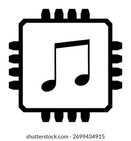 Music note and chip on white