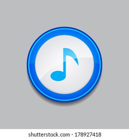 Music Note Circular Vector Blue Web Icon Button 