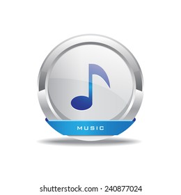 Music Note Circular Vector Blue Web Icon Button