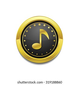 Music Note Circular Vector Gold Web Icon Button